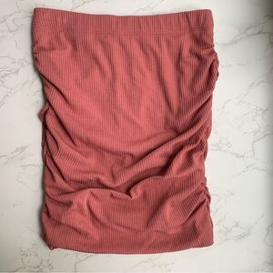 Sundry For Evereve Womens Soleil Ruched Ribbed Mini Skirt Mauve Pink | Medium